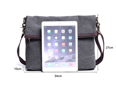 Canvas Mens 13‘’ Side Bag Courier Bag Gray Postman Bag Messenger Bag for Men - iwalletsmen