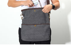 Canvas Mens 13‘’ Side Bag Courier Bag Gray Postman Bag Messenger Bag for Men - iwalletsmen
