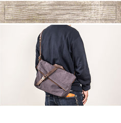 Canvas Mens Womens Casual Beige 12‘’ Courier Bag Side Bag Messenger Bag for Men - iwalletsmen