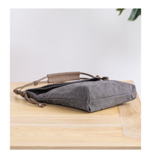 Canvas Mens Womens Casual Gray 12‘’ Courier Bag Side Bag Messenger Bag for Men - iwalletsmen