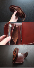 Tooled Arowana Handmade Leather Mens billfold Biker Wallets BIfold SMall Wallet For Men - iwalletsmen