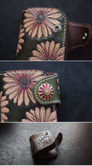 Tooled Arowana Handmade Leather Mens billfold Biker Wallets BIfold SMall Wallet For Men - iwalletsmen