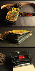 Tooled Carp Handmade Leather Mens Belt Pouch Waist Bag Belt Phone Bag Mobile Bag For Men - iwalletsmen
