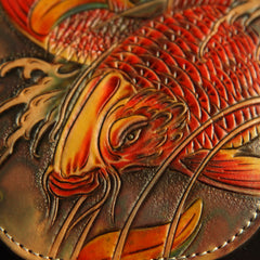 Tooled Carp Handmade Leather Mens Belt Pouch Waist Bag Belt Phone Bag Mobile Bag For Men - iwalletsmen