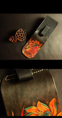 Handmade Tooled Leather Carp Mens Belt Pouch Waist Bag Belt Phone Bag Mobile Bag For Men - iwalletsmen
