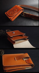 Tooled Carp Handmade Leather Mens Belt Pouch Waist Bag Belt Phone Bag Mobile Bag For Men - iwalletsmen