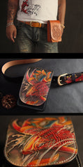 Handmade Tooled Leather Carp Mens Belt Pouch Waist Bag Belt Phone Bag Mobile Bag For Men - iwalletsmen