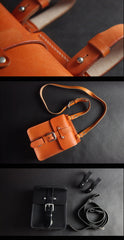 Handmade Black Brown Leather Mens Waist Bag Belt Pouch Phone Hip Bag For Men - iwalletsmen