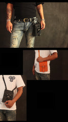 Handmade Black Brown Leather Mens Waist Bag Belt Pouch Phone Hip Bag For Men - iwalletsmen