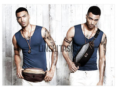 Casual Black Canvas Leather Fanny Pack Men's Chest Bag Hip Bag Waist Bags For Men - iwalletsmen