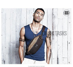 Casual Black Canvas Leather Fanny Pack Men's Chest Bag Hip Bag Waist Bags For Men - iwalletsmen