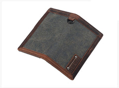Casual Gray Canvas Leather Men's Long Wallet Bifold Cards Wallet Long Wallet For Men - iwalletsmen
