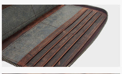 Casual Black Canvas Leather Men's Long Wallet Bifold Around Zip Wallets Clutch Purse For Men - iwalletsmen