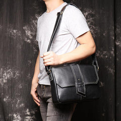 Cool Black LEATHER MENS Ipad SIDE BAGS COURIER BAG Black MESSENGER BAG FOR MEN - iwalletsmen