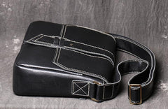 Cool Black LEATHER MENS Ipad SIDE BAGS COURIER BAG Black MESSENGER BAG FOR MEN - iwalletsmen