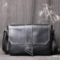 Cool Black LEATHER MENS Ipad SIDE BAGS COURIER BAG Black MESSENGER BAG FOR MEN - iwalletsmen