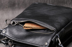 Casual Black LEATHER MENS Ipad Vertical SIDE BAGS COURIER BAG Vertical MESSENGER BAG FOR MEN - iwalletsmen