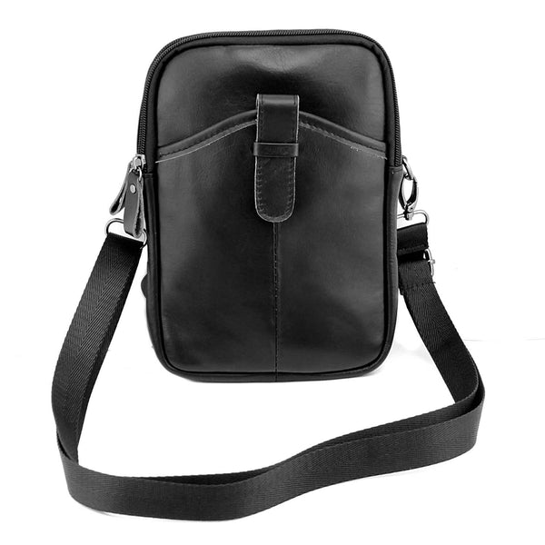 Casual Black LEATHER MENS SMALL VERTICAL Postman BAG SIDE BAGS Cool COURIER BAG MESSENGER BAG FOR MEN - iwalletsmen