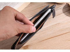 Casual Black Leather Men's Long Wallet Bifold Black Checkbook Wallet Clutch For Men - iwalletsmen