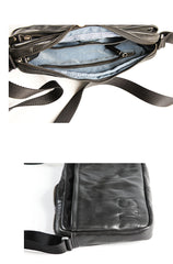Casual Black Leather Mens Cool Side Bag Messenger Bag Coffee Postman Courier Bag for Men - iwalletsmen