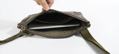 Casual Green Leather Mens Small Side Bag Messenger Bag Brown Post Bag Courier Bags for Men - iwalletsmen