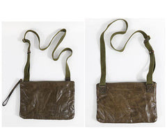 Casual Green Leather Mens Small Side Bag Messenger Bag Brown Post Bag Courier Bags for Men - iwalletsmen