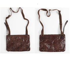 Casual Green Leather Mens Small Side Bag Messenger Bag Brown Post Bag Courier Bags for Men - iwalletsmen