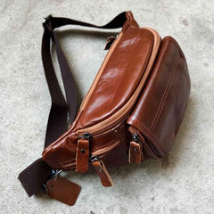 Casual Black MENS LEATHER FANNY PACK FOR MEN Cool BUMBAG Brown WAIST BAGS For Men - iwalletsmen