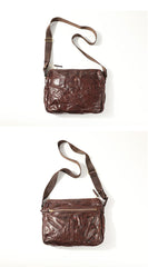 Casual Black Leather Mens Cool Side Bags Messenger Bag Brown Postman Courier Bags for Men - iwalletsmen