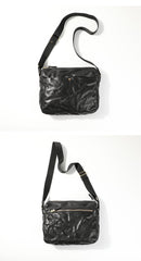 Casual Black Leather Mens Cool Side Bags Messenger Bag Brown Postman Courier Bags for Men - iwalletsmen