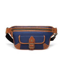 Casual Blue Nylon Leather Fanny Pack Men's Chest Bag Hip Bag Waist Bag For Men - iwalletsmen