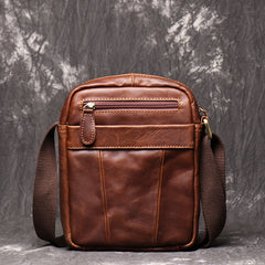 Brown LEATHER MENS Small SHOULDER BAG Vertical SIDE BAG Casual COURIER BAG Ipad MESSENGER BAG FOR MEN - iwalletsmen