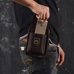 Brown Leather Cigarette Bag Holster Waist Pouches Waist Bag Belt Pouch Belt Bag For Men - iwalletsmen