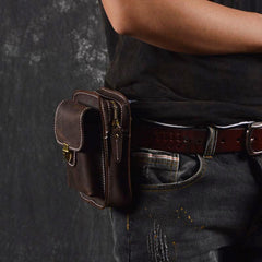 Brown Leather Cigarette Bag Holster Waist Pouches Waist Bag Belt Pouch Belt Bag For Men - iwalletsmen