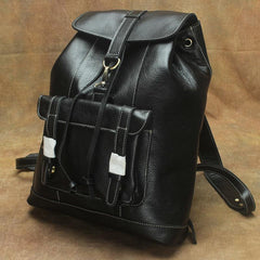 Casual Black Leather Men's Backpack College Backpack Brown 14inch Laptop Backpack For Men and Women - iwalletsmen