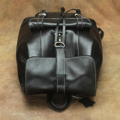 Casual Black Leather Men's Backpack College Backpack Brown 14inch Laptop Backpack For Men and Women - iwalletsmen