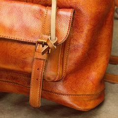 Casual Black Leather Men's Backpack College Backpack Brown 14inch Laptop Backpack For Men and Women - iwalletsmen