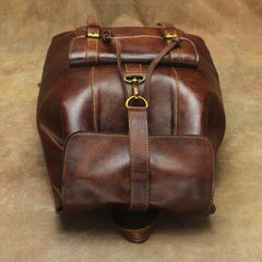 Casual Black Leather Men's Backpack College Backpack Brown 14inch Laptop Backpack For Men and Women - iwalletsmen