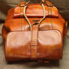 Casual Black Leather Men's Backpack College Backpack Brown 14inch Laptop Backpack For Men and Women - iwalletsmen