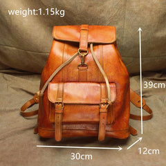 Casual Black Leather Men's Backpack College Backpack Brown 14inch Laptop Backpack For Men and Women - iwalletsmen