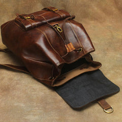Casual Black Leather Men's Backpack College Backpack Brown 14inch Laptop Backpack For Men and Women - iwalletsmen