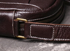 Men's Black Leather Small Messenger Bag Small Side Bag Black Courier Bag For Men - iwalletsmen