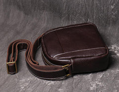 Men's Black Leather Small Messenger Bag Small Side Bag Black Courier Bag For Men - iwalletsmen