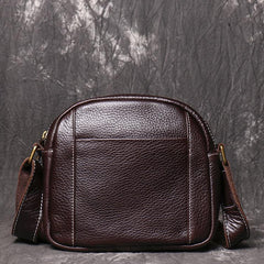 Men's Black Leather Small Messenger Bag Small Side Bag Black Courier Bag For Men - iwalletsmen