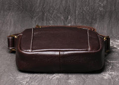 Men's Black Leather Small Messenger Bag Small Side Bag Black Courier Bag For Men - iwalletsmen