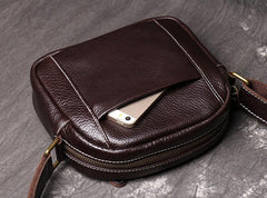 Men's Black Leather Small Messenger Bag Small Side Bag Black Courier Bag For Men - iwalletsmen