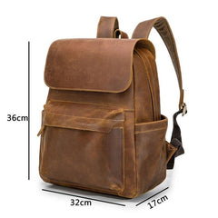 Best Brown Mens Leather 14 inches School Backpack Travel Backpack Top Computer Backpack For Men - iwalletsmen
