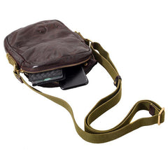 Casual Coffee Leather Men Vertical Side Bag Green Small Messenger Bag Black Courier Bag For Men - iwalletsmen