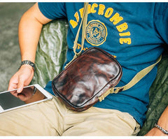 Casual Coffee Leather Men Vertical Side Bag Green Small Messenger Bag Black Courier Bag For Men - iwalletsmen