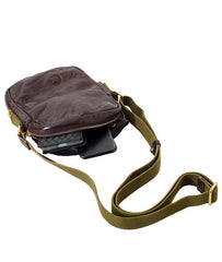 Casual Coffee Leather Men Vertical Side Bag Green Small Messenger Bag Black Courier Bag For Men - iwalletsmen